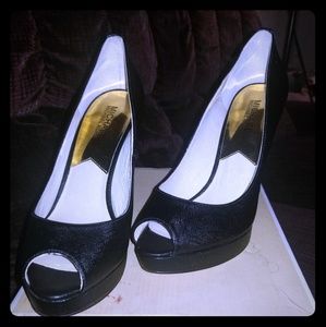 Michael Kors Black Peep Toe Platform Heels